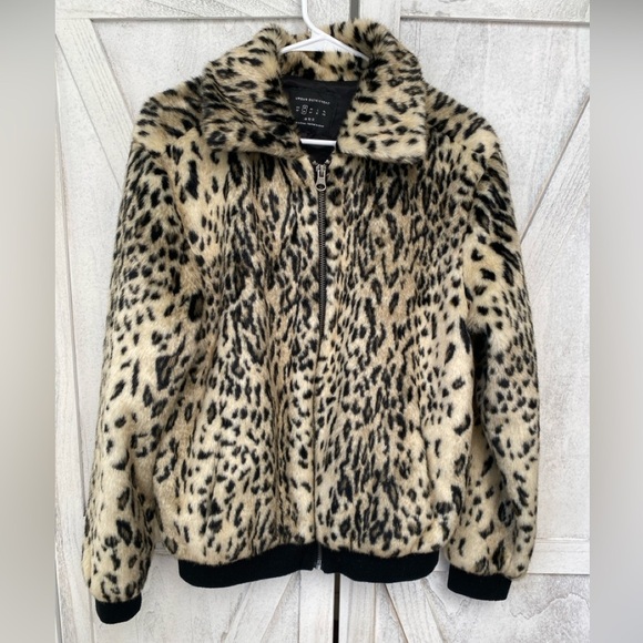 Urban Outfitters Cheetah Animal Print Bomber Jacket Size Small Hipster Mob Wife - Picture 11 of 11